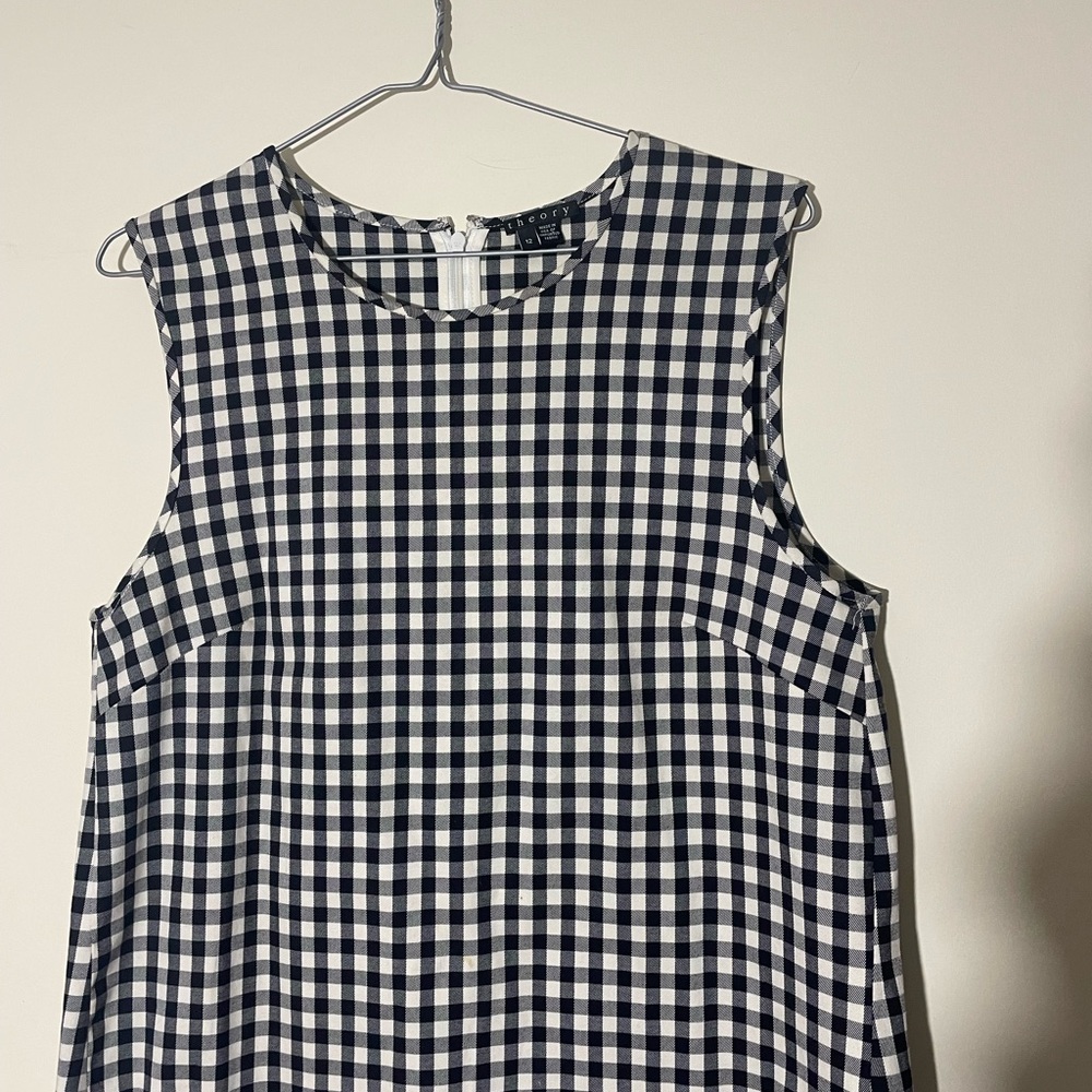 theory Black and White Gingham Sleeveless Dress - Picture 3 of 8